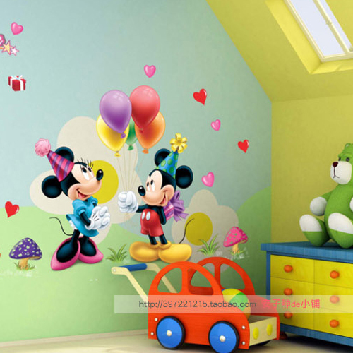 the second half price !! removable mouse cartoon wall sticker wall paper pvc waterproof bb room wall paper