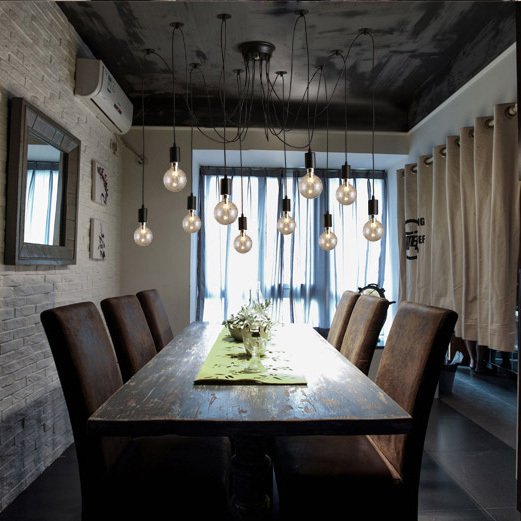 vintage loft fashional eletrical wire pendant lights with 6/8/10/12 heads,e27 pendant lamps for home/room/living room