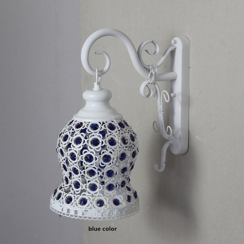 2015 southeast asia ethical crystal and iron wall mounted wall lamp bohemia washroom bedroom nostalgic iron led wall lamp