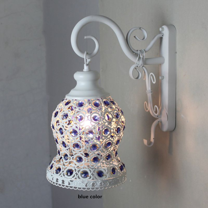 2015 southeast asia ethical crystal and iron wall mounted wall lamp bohemia washroom bedroom nostalgic iron led wall lamp