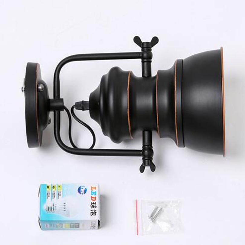 new arrivals rotatable american industrial loft creative painted iron wall lamp with 3w led original bulb
