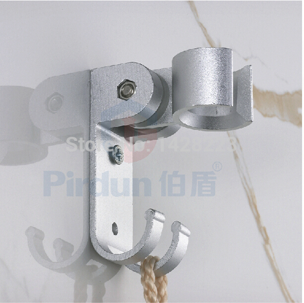 aluminum handheld shower bracket wall mounted handshower holder with hooks - Click Image to Close