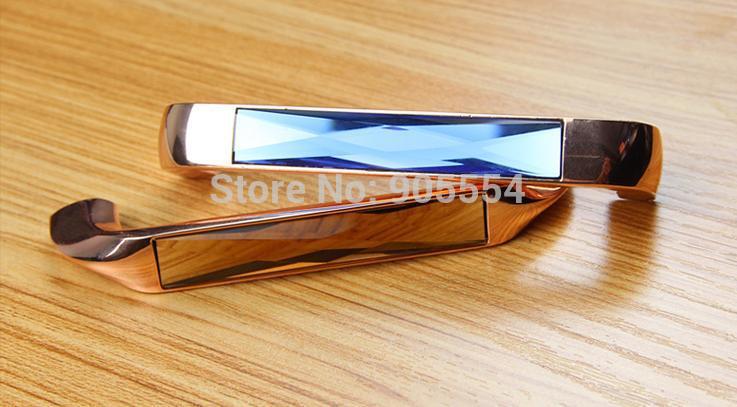 128mm blue color k9 crystal glass cabinet pull drawer handle