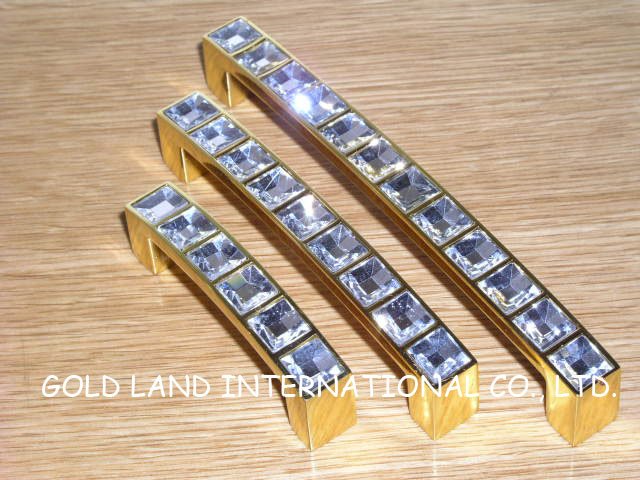 128mm classics crystal glass golden color furniture drawer handles