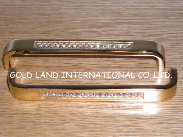128mm l135xh20mm/ golden crystal glass zinc alloy furniture cabinet handle /drawer handle