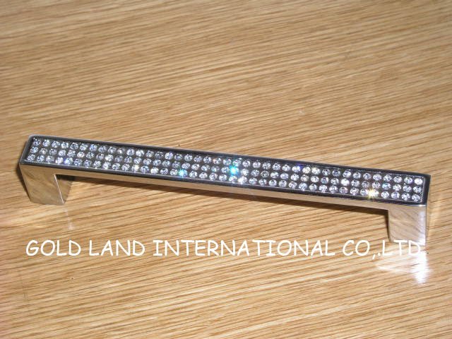 128mm zinc alloy crystal glass drawer handle/ kitchen cabinet handle