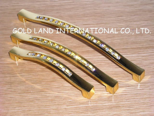 160mm crystal glass zinc alloy golden furniture long handle