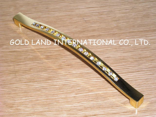 160mm crystal glass zinc alloy golden furniture long handle