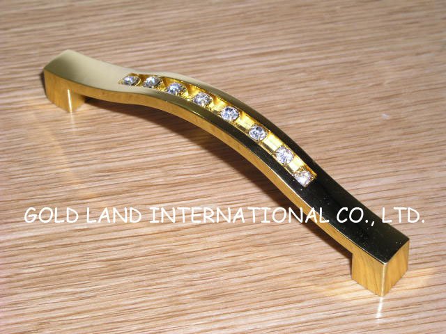 96mm crystal glass zinc alloy golden furniture cabinet handle