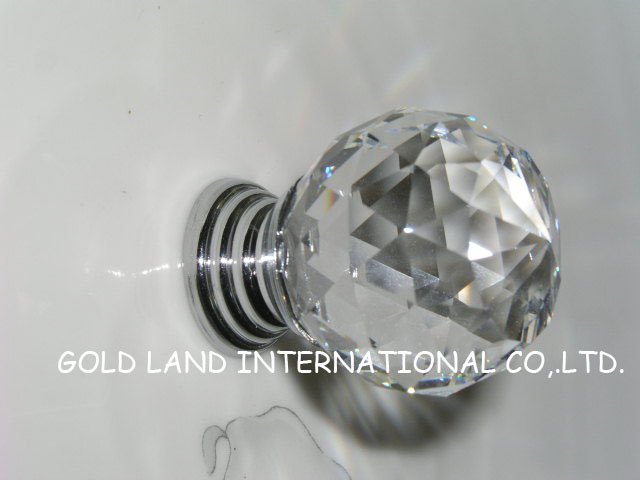 d20mm transparent crystal glass cabinet handles and knobs/crystal multi-faceted cutting knob