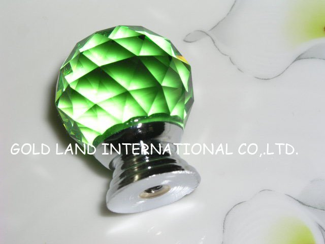 d30mm green crystal glass furniture handles and knobs/ crystal drawer knobs