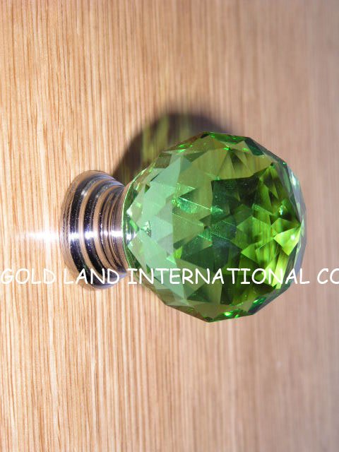 d30mm green crystal glass furniture handles and knobs/ crystal drawer knobs