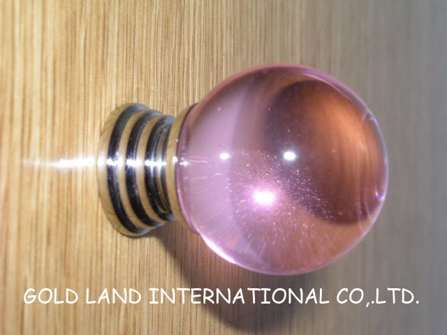 d30mm k9 crystal glass pink funiture drawer knob/crystal glass cabinet knob