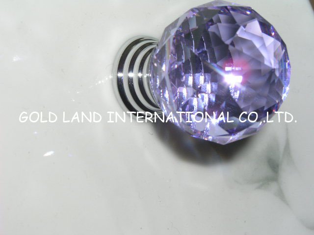 d30mm purple crystal cabinet knobs/wardrobe handle best quality/test-selling glass crystal cabinet knob