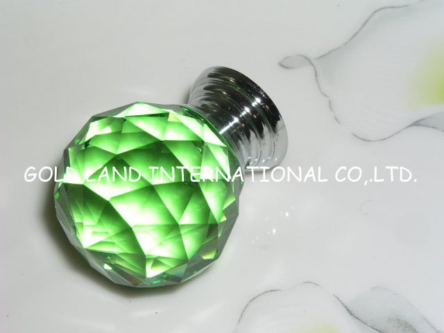 d35mm green crystal glass furniture handles and knobs/decorative dresser knobs