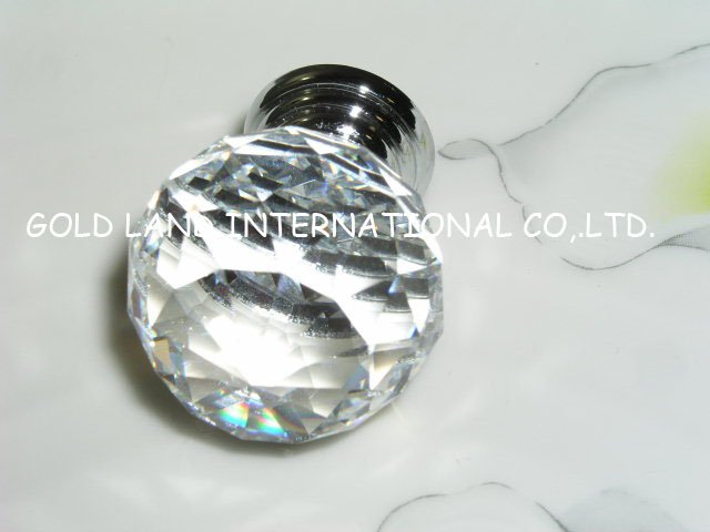 d40mm transparent crystal glass furniture handles and knobs/crystal multi-faceted cutting knob
