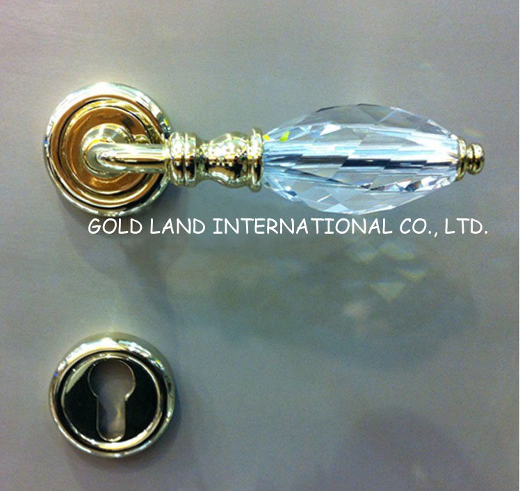 72mm 2pcs handles with lock body+keys crystal glass bedroom door lock/luxurious el door lock
