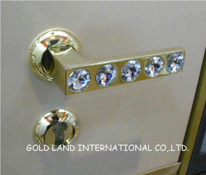 72mm 2pcs handles with lock body+keys crystal glass door lock el gate lock