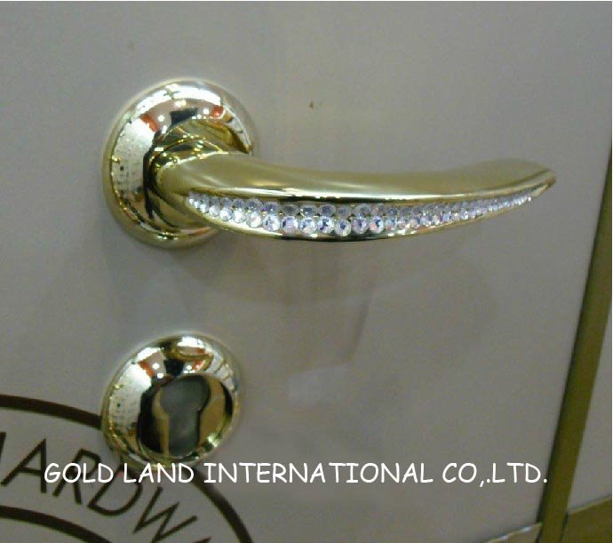 72mm 2pcs handles with lock body+keys crystal glass european-style deluxe exterior door lock/of handle door locks - Click Image to Close