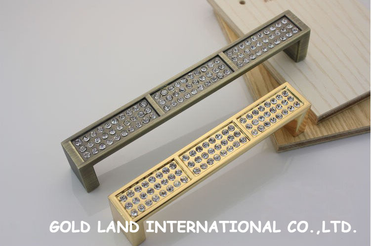 128mm k9 crystal glass k golden color furniture drawer handles