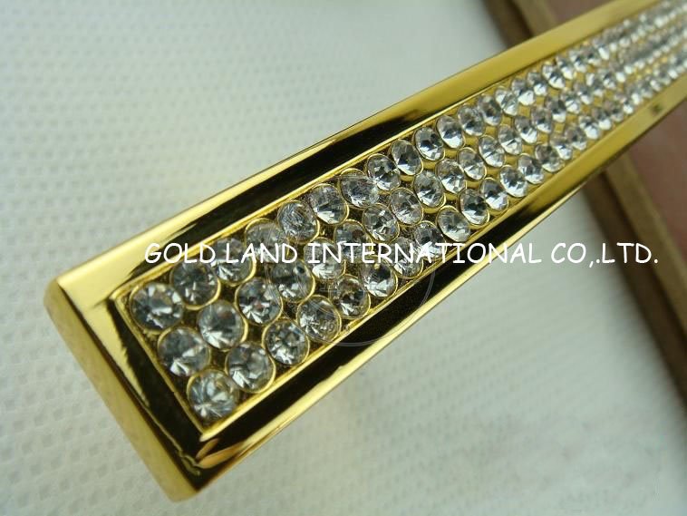 128mm l173xh28mm golden crystal zinc alloy furniture handles/cabinet handle
