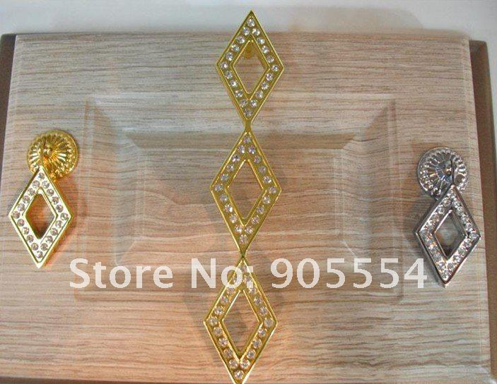 160mm golden rhombus zinc alloy and k9 crystal glass furniture handle
