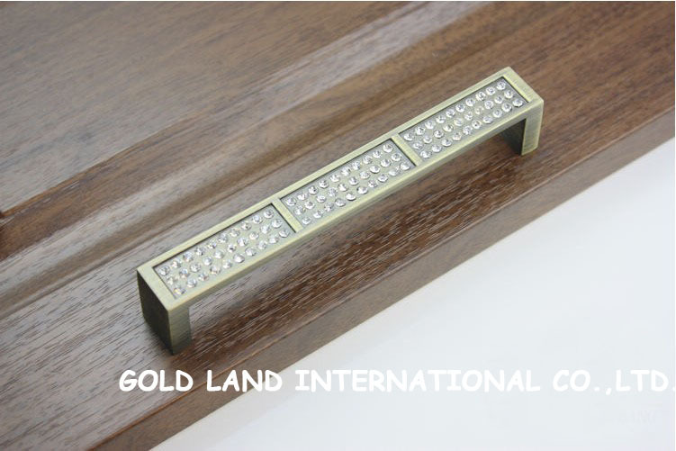 96mm k9 crystal glass bronze-colored wardrobe cabinet handle