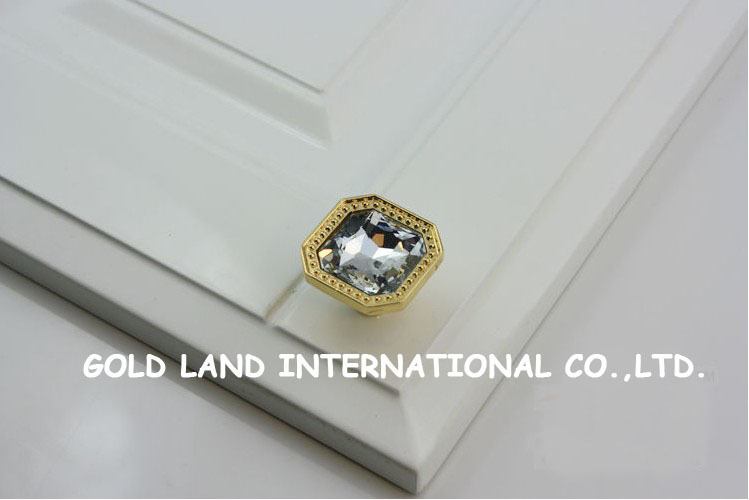 l32xw32xh23mm 24k golden color k9 crystal glass bedroom furniture cabinet knobs