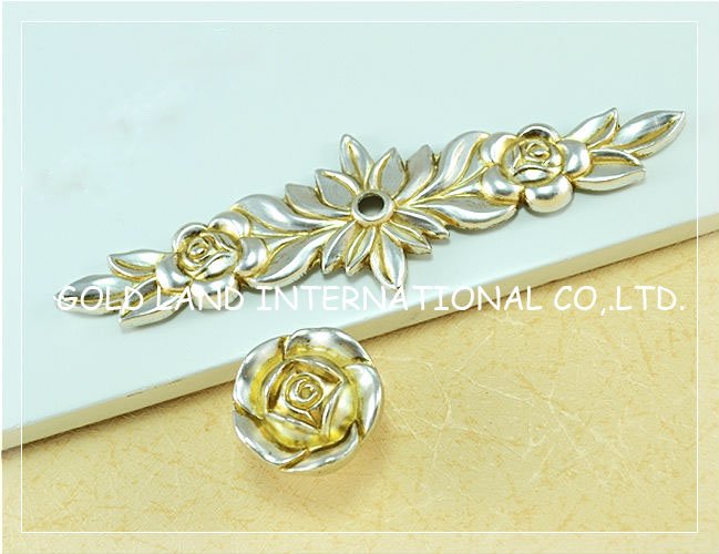 l145mmxw43mmxh26mm antique silver flower zinc alloy bedroom cabinet handle/handle and knob