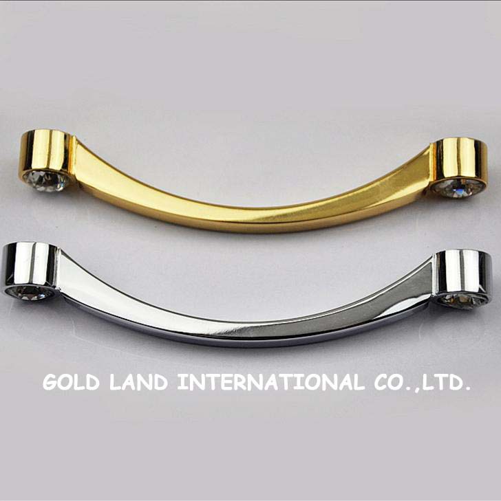 128mm k9 crystal glass 24k golden color furniture handles wardrobe and cupboard handle