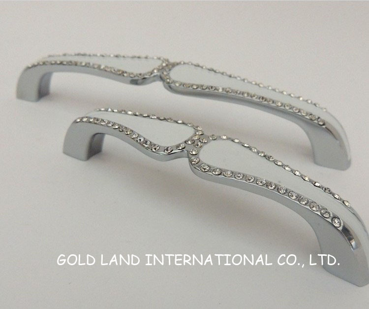 128mm zinc alloy+crystal glass frniture handle
