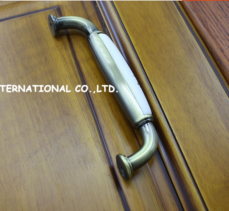 128mm rural wheat barley printed the antique bronze handle ambry cupboard door handle ceramic pull dual hole drawer handle