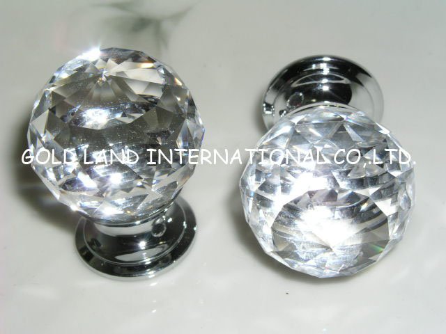 10pcs/lot d30mmxh43mm k9 crystal glass drawer knobs