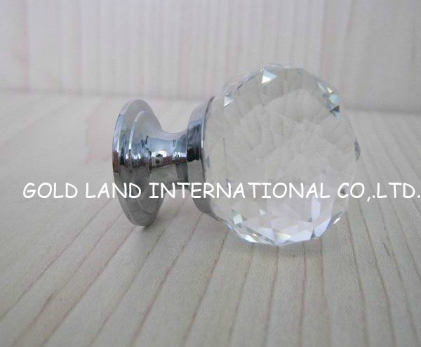 10pcs/lot d30mmxh43mm k9 crystal glass with copper base furniture knob
