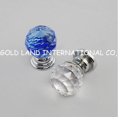 d20xh30mm multi-faceted cutting aluminium crystal glass furniture knobs