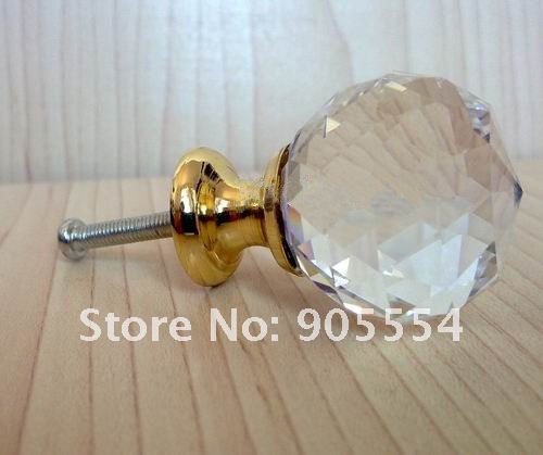 d30mmxh42mm 10pcs/lot brass base crystal glass furniture handles and knobs/kitchen cabinet door knobs