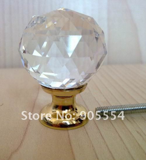 d30mmxh42mm 20pcs/lot brass base transparent crystal glass furniture knob