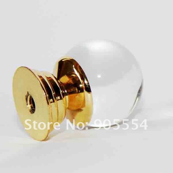 d30xh40mm cuprum be plating golden color glossy crystal glass ball furniture knob