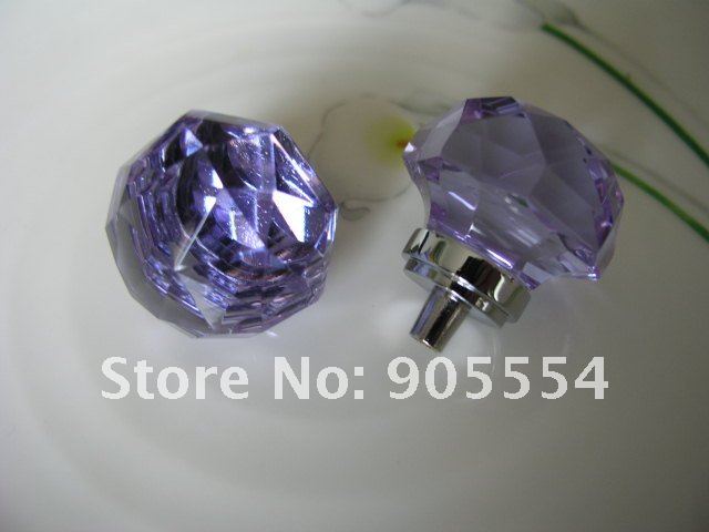 d33xh44mm purple crystal glass kitchen cabinet knobs/drawer knob