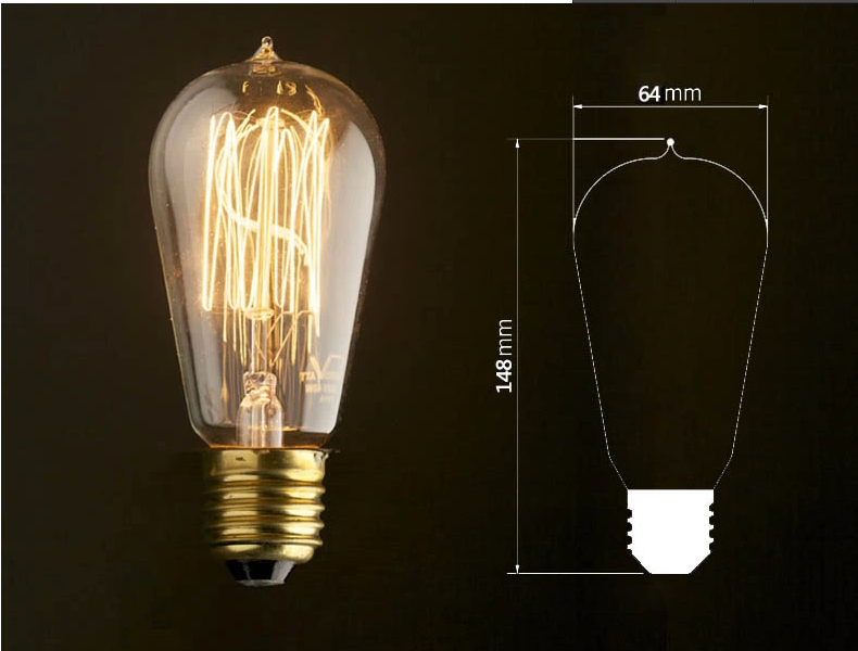 2pcs 60w edison bulb lamp filament retro vintage industrial incandescent light