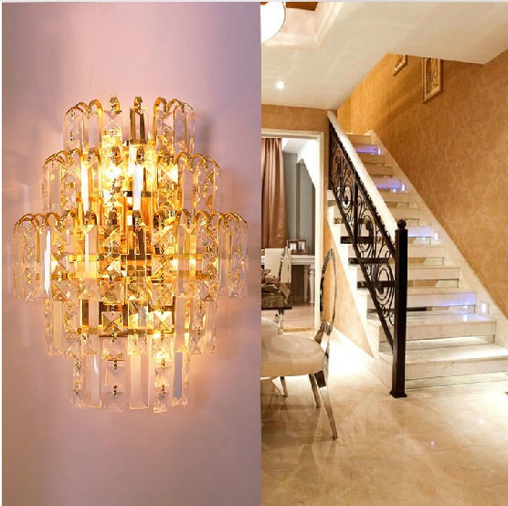 crystal wall sconce lamp crystal wall lamp gold modern stair aisle lights modern wall lights 5 x e14