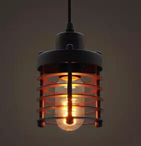 vintage iron cage shade e27 fitting edison pendant lamp black finished for bar restaurant and coffee shop