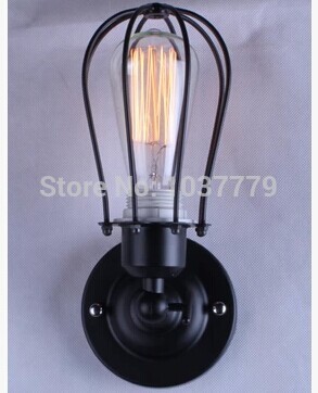 2pcs/pack american style bedside antique iron cage wall lamp single-head living room lights vintage fashion bar lamps