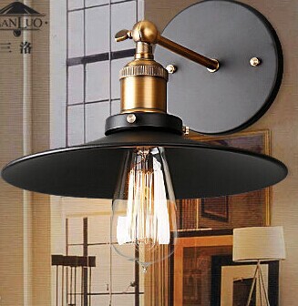 3pcs/lot vintage industrial lighting wall lights e27 country small black metal lamps edison light fixtures