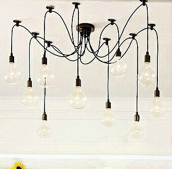 to europe 10 arms black plastic socket lighting industrial pendant lamp with edison bulb 110v for home decoration