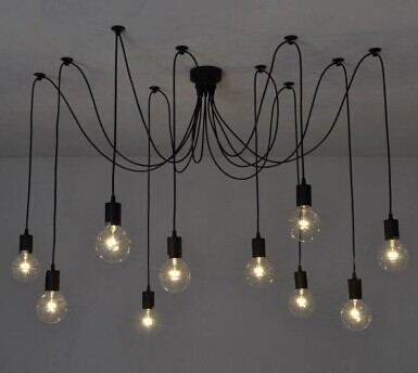 to russia 10 arms iron socket lighting diy industrial black chandelier with edison bulb 220v or 110v decoration