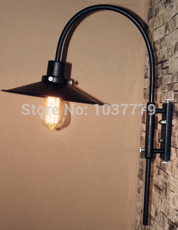 novel design rustic iron shade black finished wall lamp