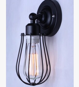 industrial wall lamps edison lighting e27 110v/220v home decoration wall lamps black cage sconce for coffee shop