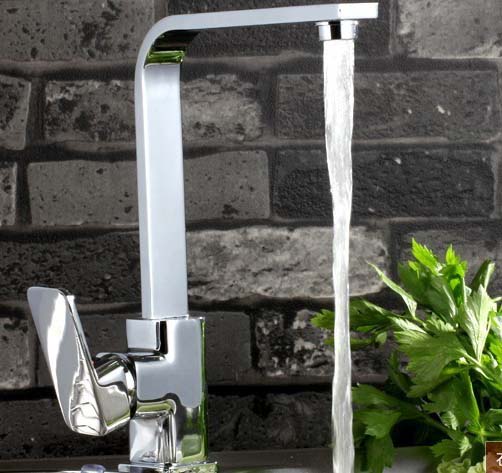 and cold water chrome brass kitchen faucet, kitchen mixer