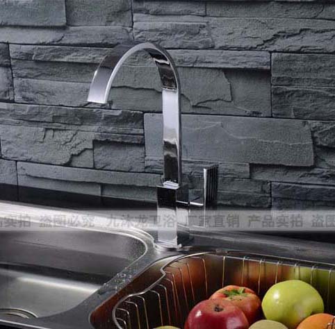 and cold water chromed brass kitchen mixer tap faucet
